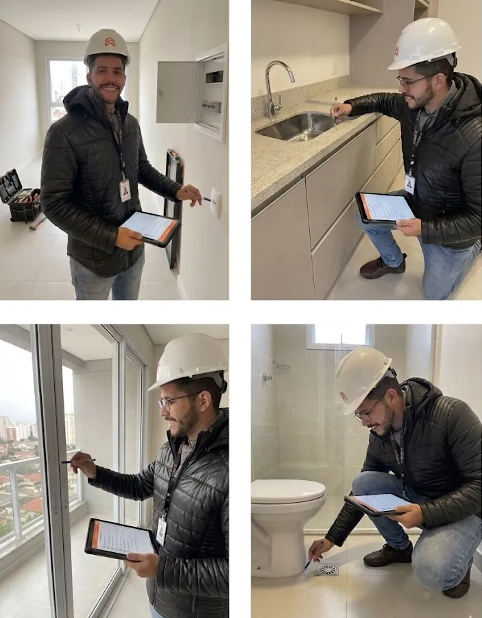 Engenheiro Assyst em fiscalização de reforma de apartamento